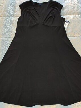 Chaps black sleeveless A-line dress, NWTs, size 18W